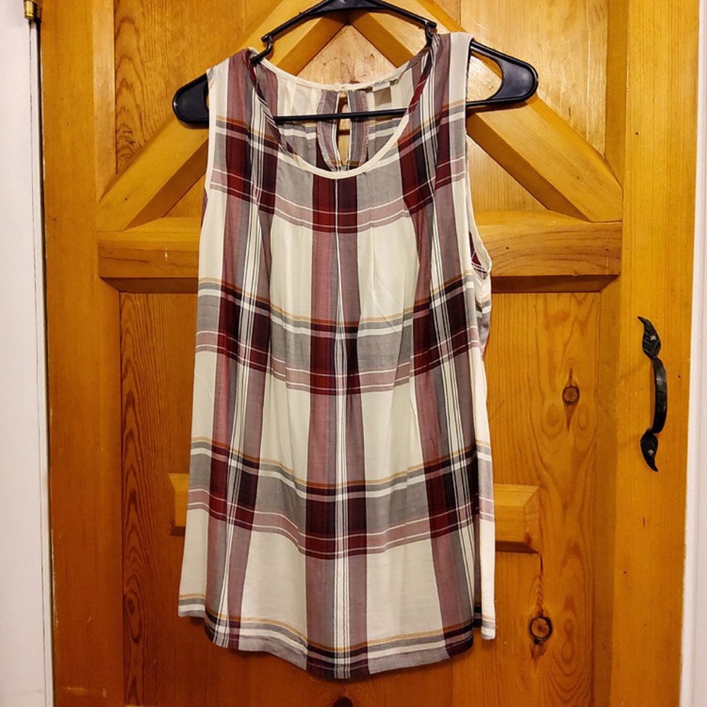 Bass Sleeveless Plaid Dressy Tank
